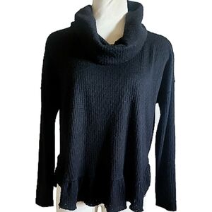 Anthropologie MAEVE Black Sweater XS  Flowy Boho Cowlneck Oversized Pullover